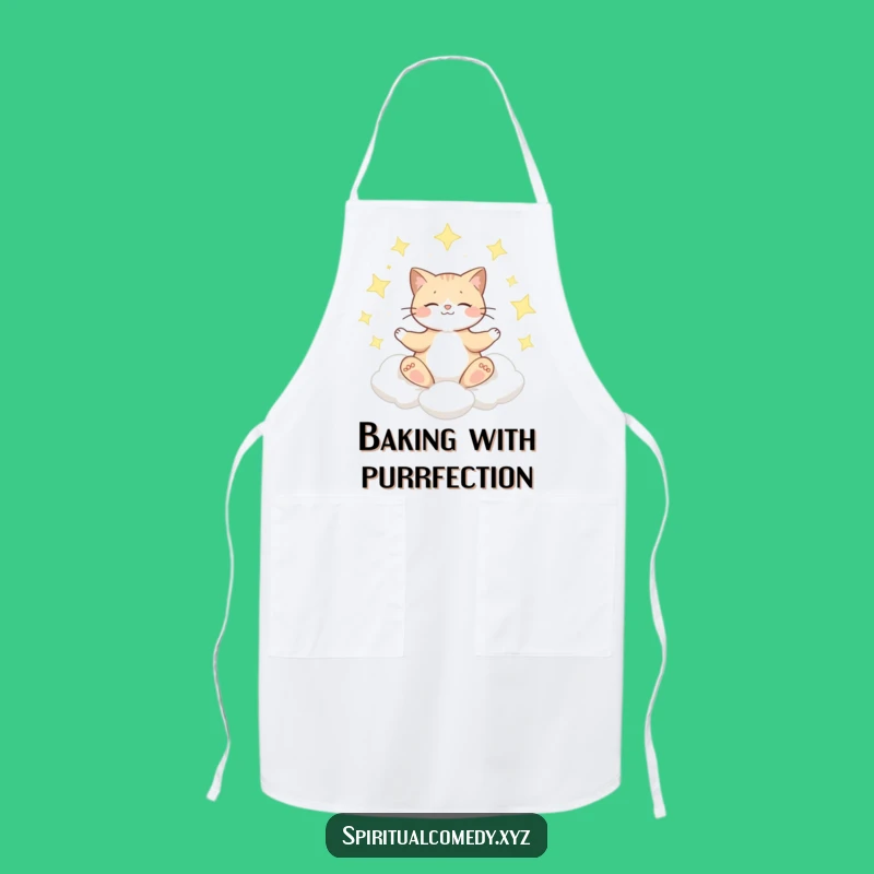 Funny Meditating Cat Chef Apron - Cook with Calm & Cosmic Flair