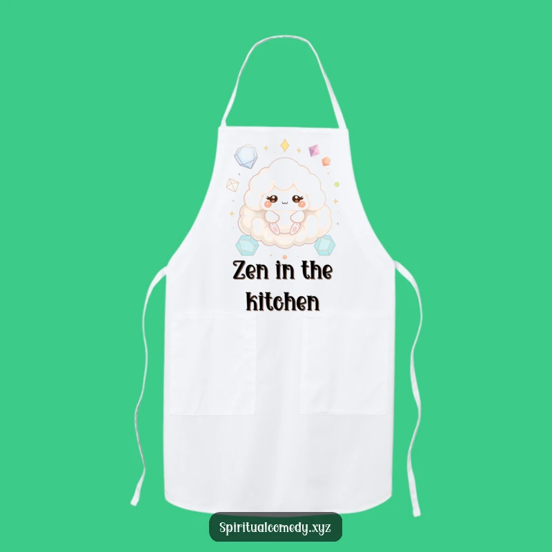 Funny Cloud Creature Apron - Meditating Chef's Humorous Kitchen Gift