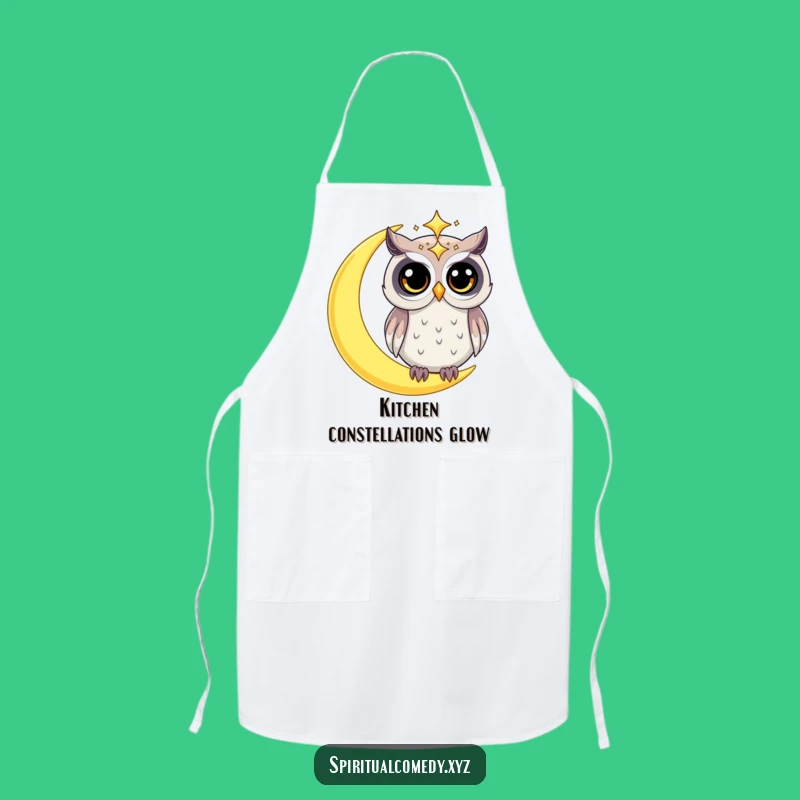 Funny Owl Apron - Celestial Night Owl Kitchen Gift