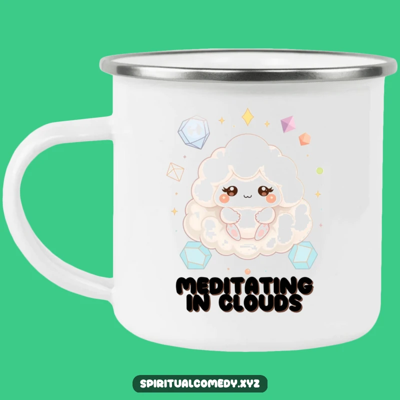 Funny Cloud Creature Camping Mug - Meditating Zen Outdoor Gift