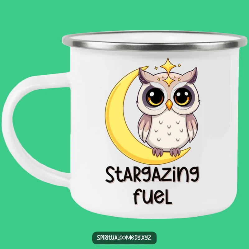 Funny Owl Camping Mug - Celestial Night Owl Outdoor Gift