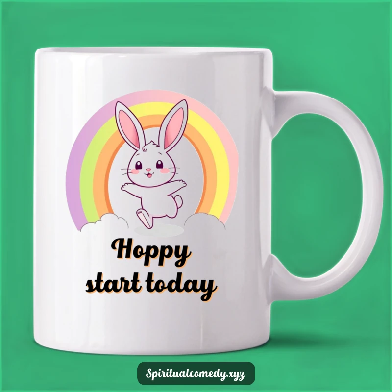 Funny Bunny Rainbow Portal Mug - Whimsical Journey Gift for Joyful Souls