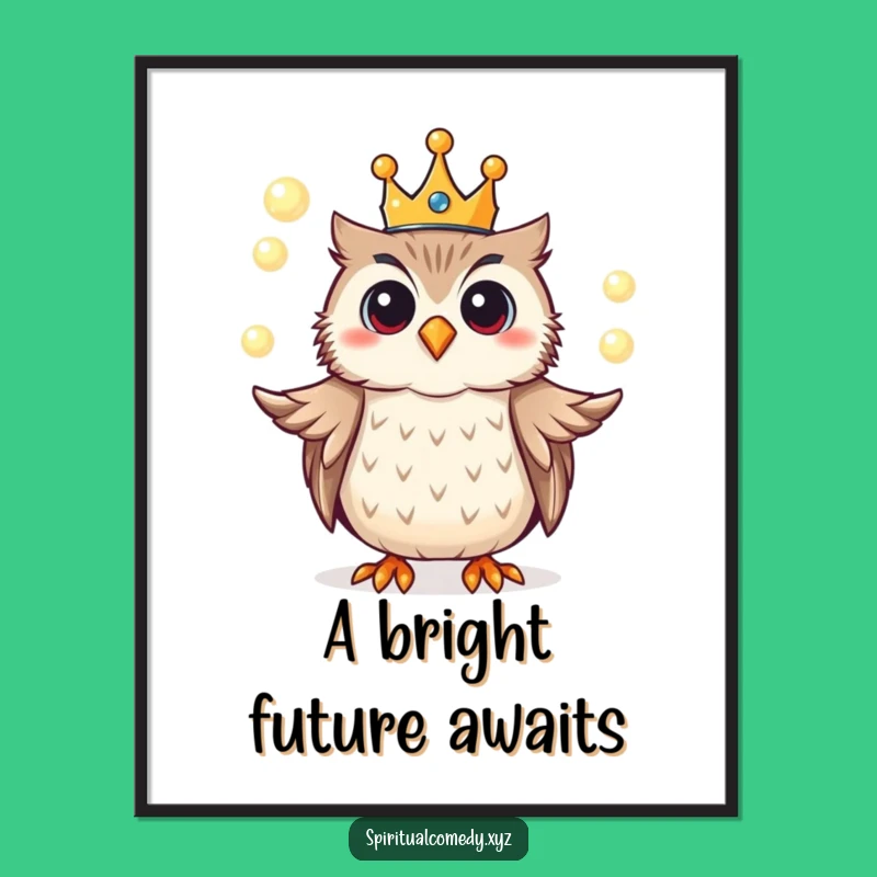 Funny Owl King Digital Art - Instant Enchanting Decor for Walls