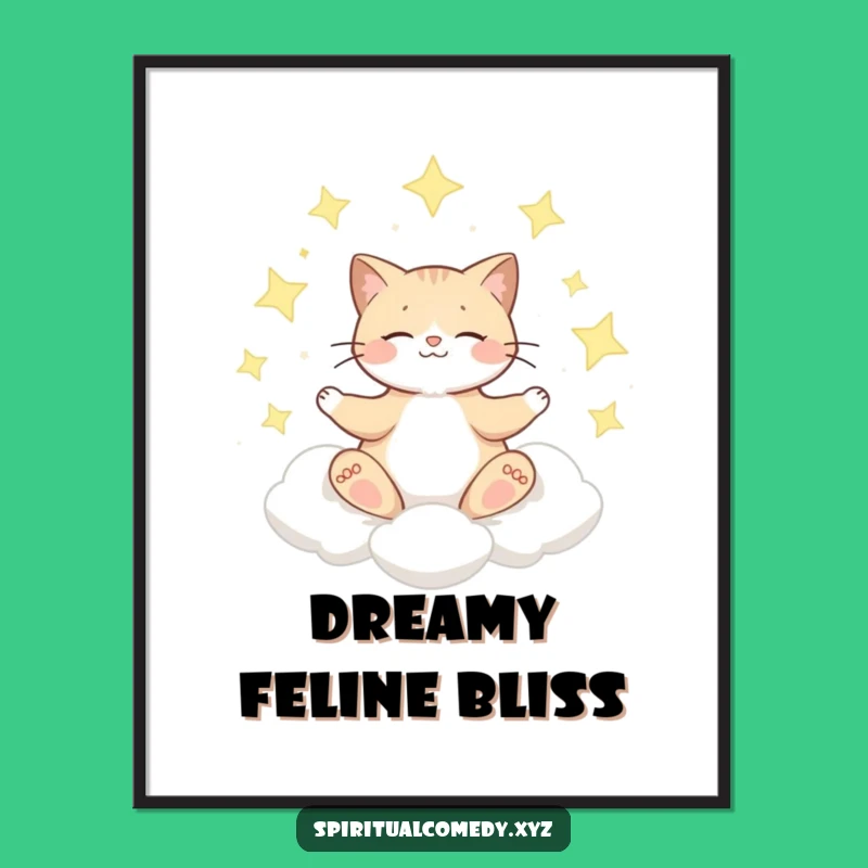 Funny Meditating Cat Digital Art - Instant Serene Decor for Walls