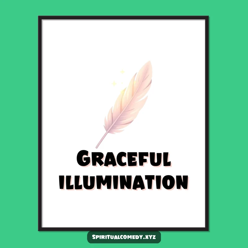 Funny Feather Art Print - Elegant Light Descent Digital Download