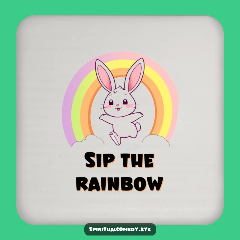 Funny Bunny Rainbow Coaster - Protect Surfaces with Whimsical Charm