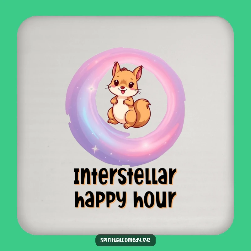 Funny Galaxy Squirrel Drink Coaster: Protect Surfaces with Cosmic Humor, a Unique Funny Gift