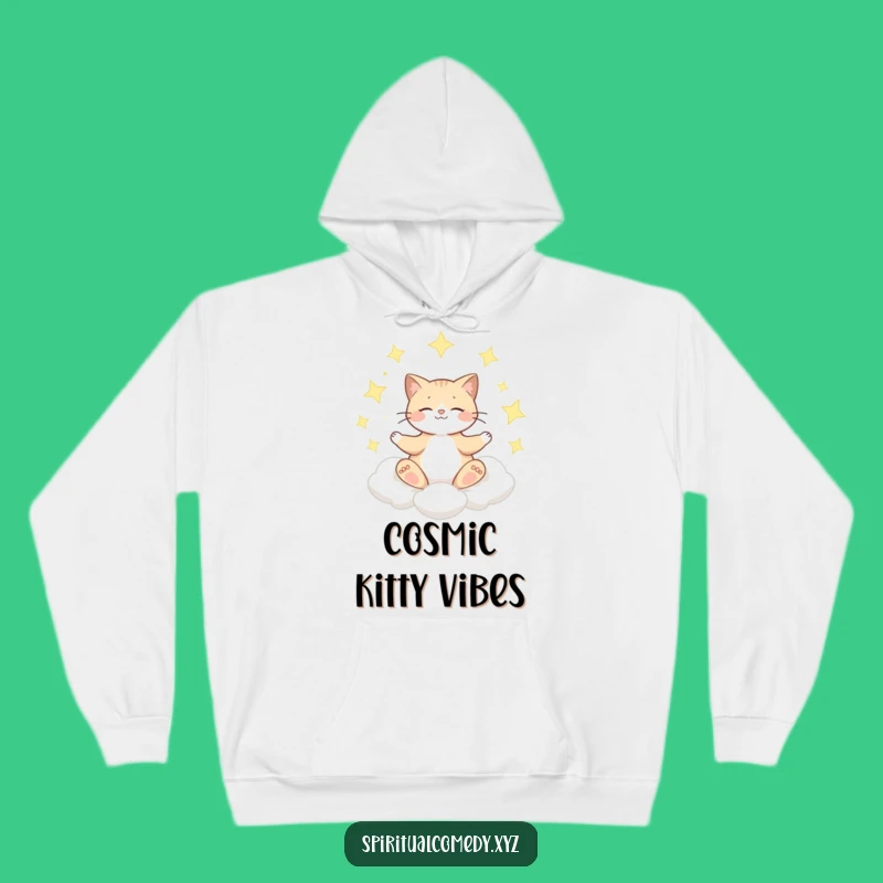 Cozy Funny Meditating Cat Hoodie - Celestial Comfort for Cat Fans