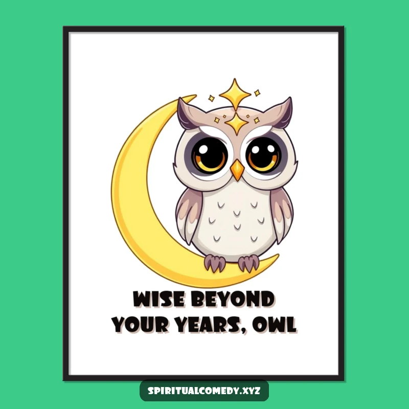 Free Printable Wall Art: Celestial Owl on Moon, Downloadable Starry Night Decor