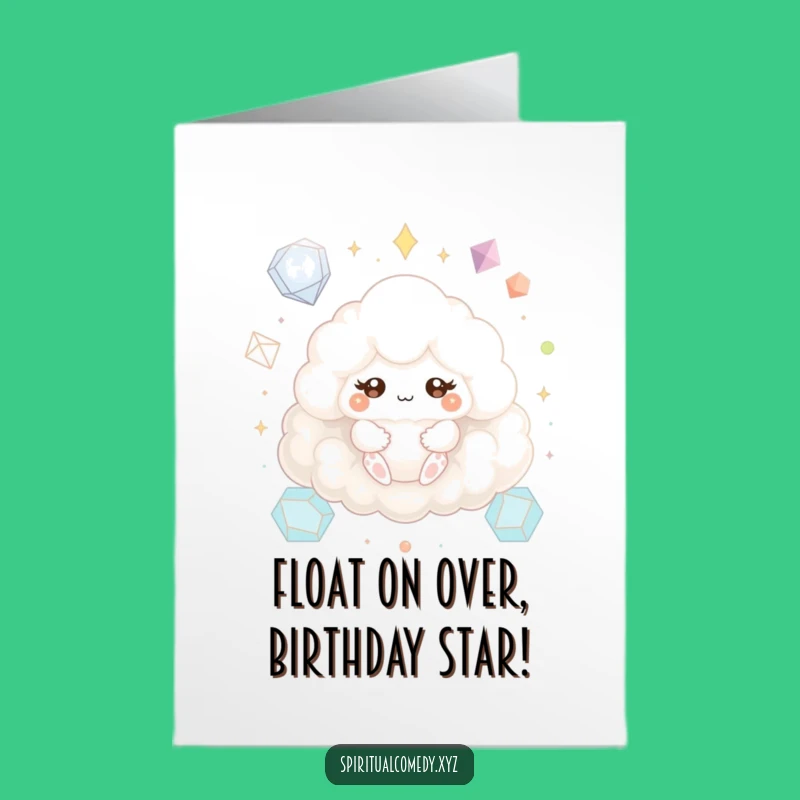 Free Printable Birthday Cloud Card: Funny Meditating Creature, Downloadable Gift for Laughs