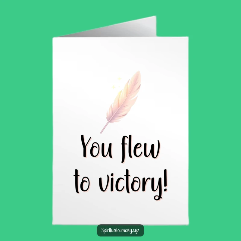 Free Printable Congrats Feather Card: Elegant Descent, Downloadable Light Achievement Gift
