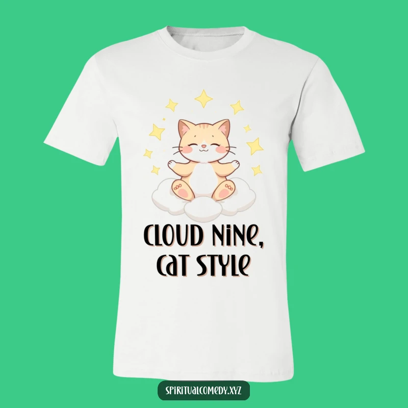Funny Meditating Cat T-Shirt - Cosmic Comfort & Comedic Charm