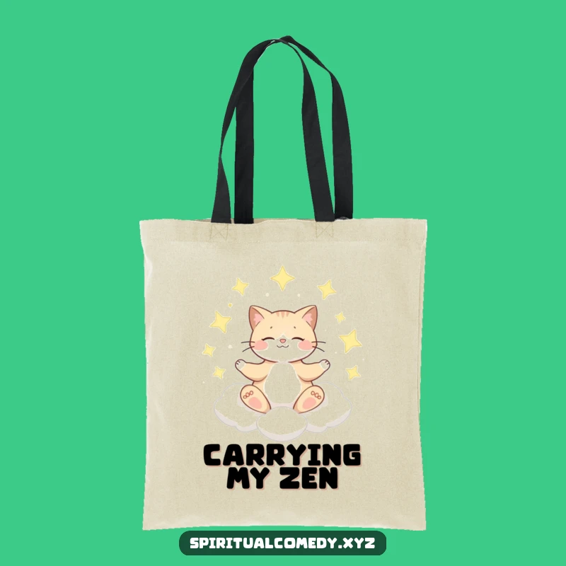 Funny Meditating Cat Tote Bag - Carry Your Calm with Cosmic Style